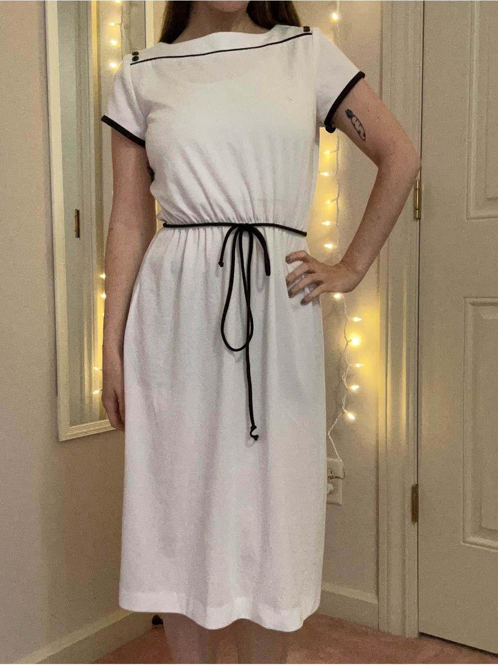 Vintage Black and White Midi Dress